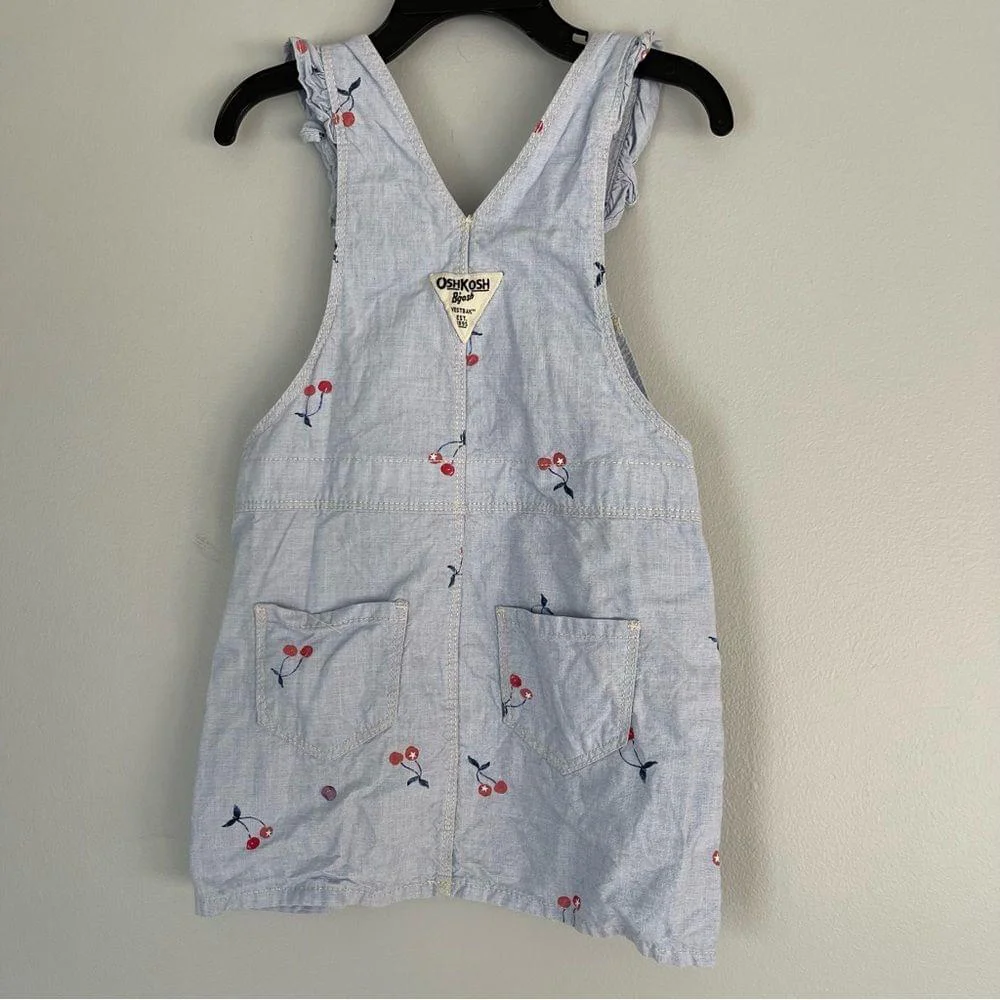 Baby OshKosh B'Gosh Girl's Denim Cherry Overall Dress Size 3T
